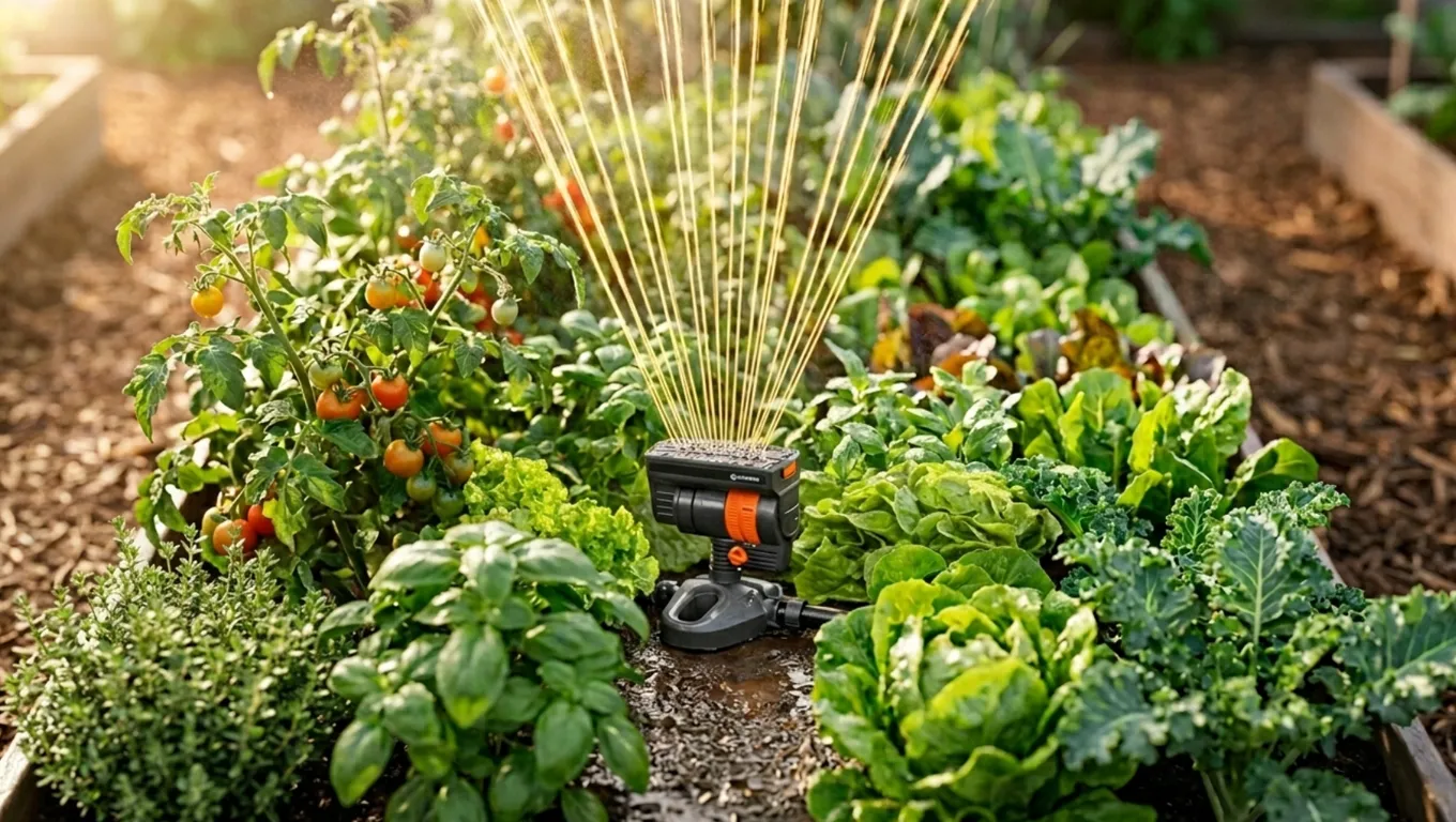 Сравнение осцилиращ и кръгов разпръсквач Gardena в градина