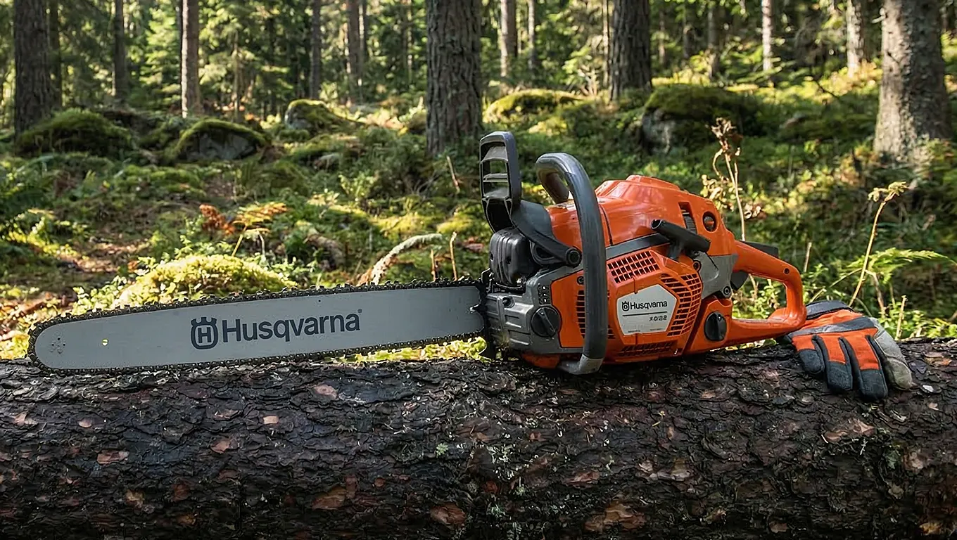 Професионален верижен трион Husqvarna в горски условия